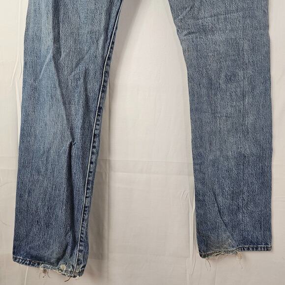 Levis 501 Jeans Mens Tag 33x33 Act 32x32 2000 Y2K Button Fly Straight Distressed - Picture 10 of 15